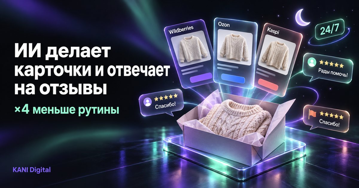 ИИ-движок создаёт карточки товаров для Wildberries, Ozon и Kaspi и отвечает на отзывы покупателей — время на рутину сократилось в 4 раза